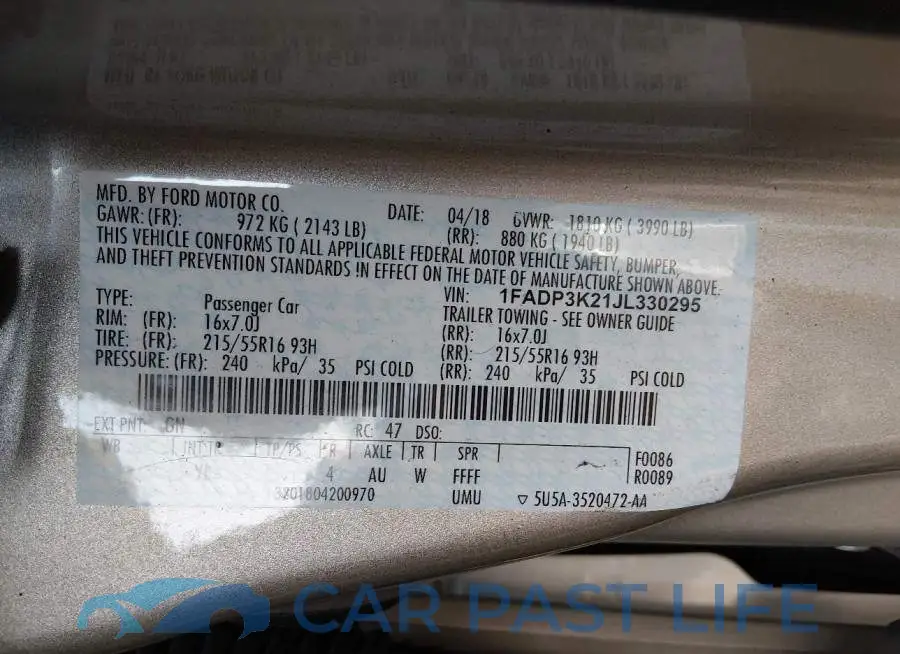 1FADP3K21JL330295# 9