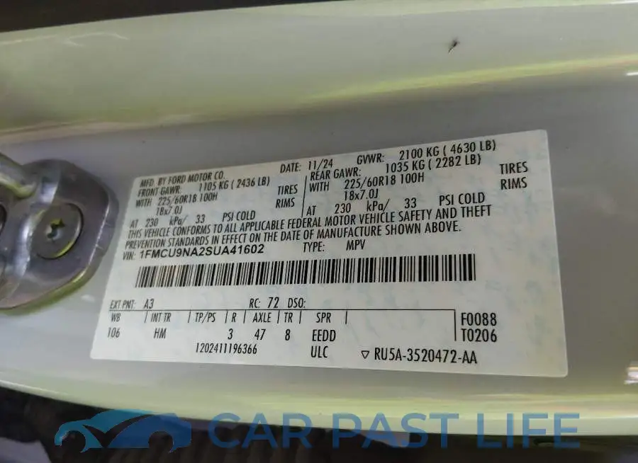 1FMCU9NA2SUA41602# 9