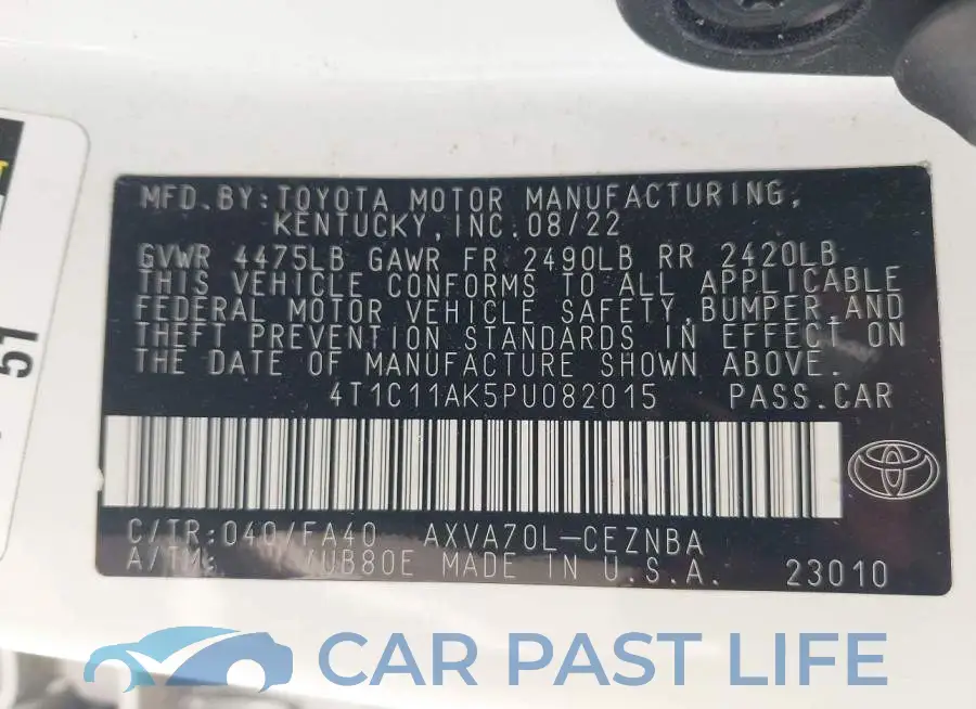 4T1C11AK5PU082015# 9