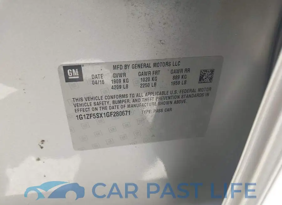 1G1ZF5SX1GF280671# 9