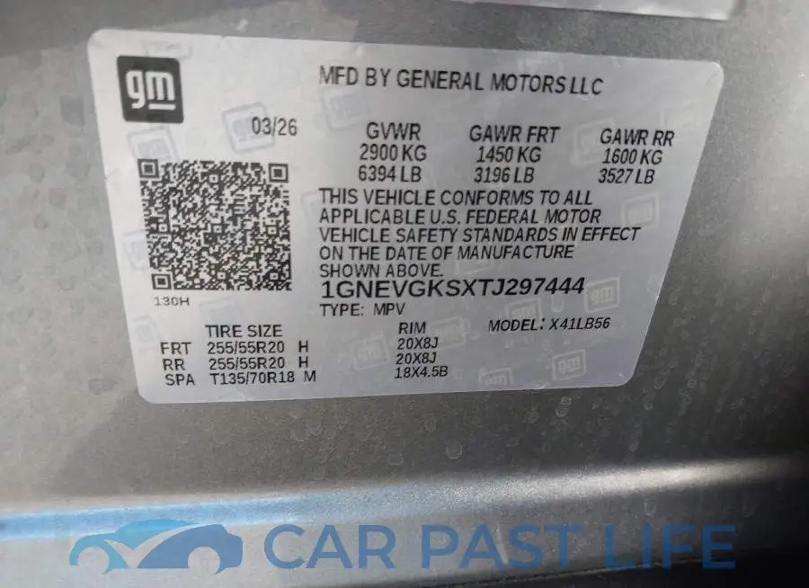 1GNEVGKSXTJ297444# 9