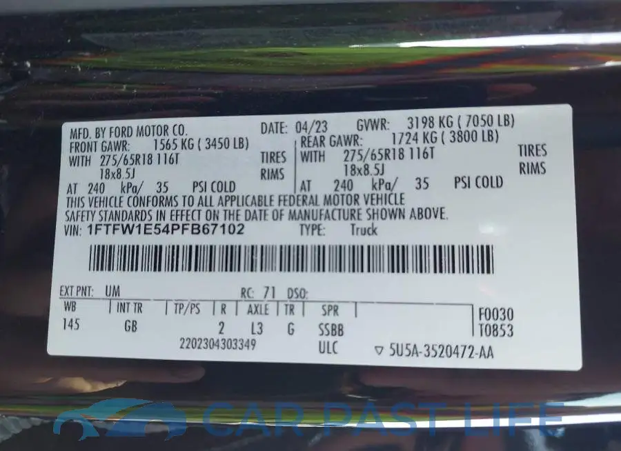 1FTFW1E54PFB67102# 9