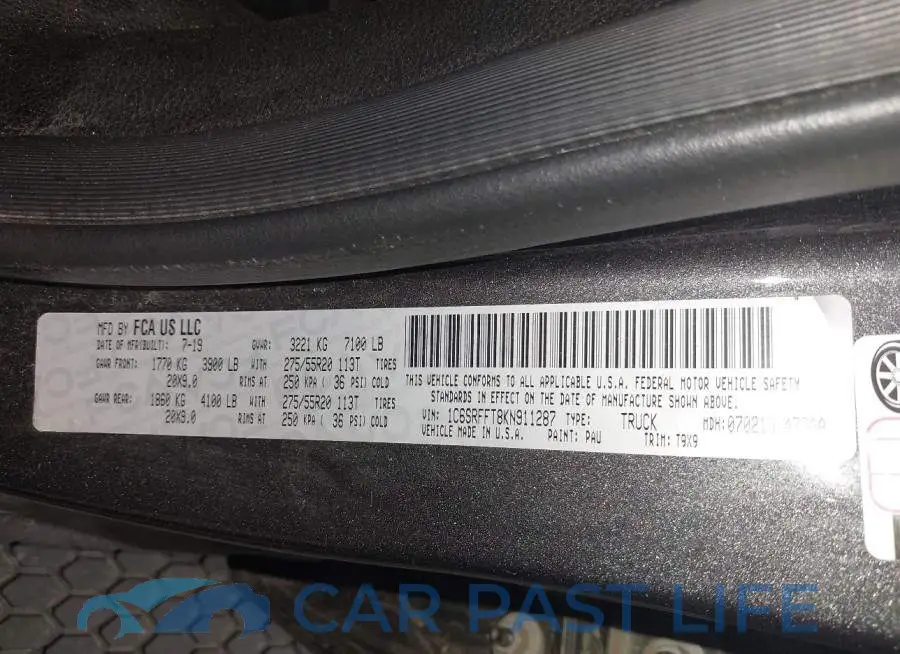1C6SRFFT8KN911287# 9