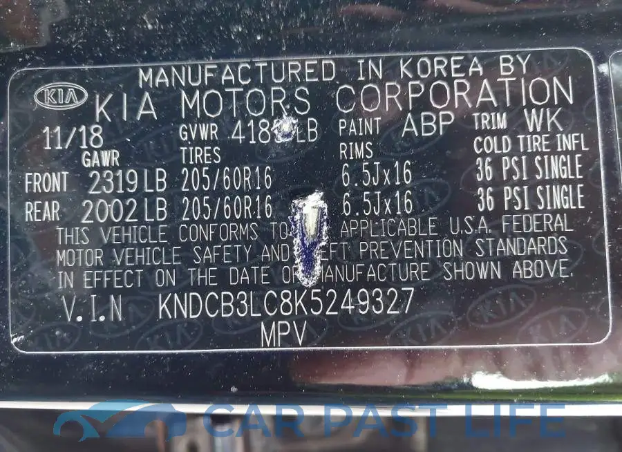 KNDCB3LC8K5249327# 9