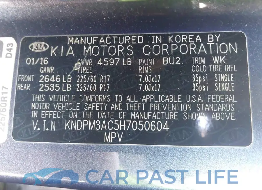 KNDPM3AC5H7050604# 9
