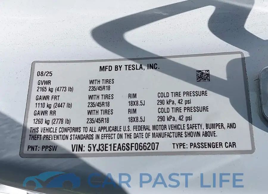 5YJ3E1EA6SF066207# 9