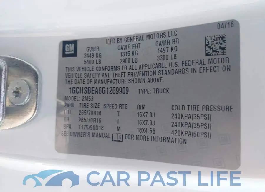 1GCHSBEA6G1269909# 9