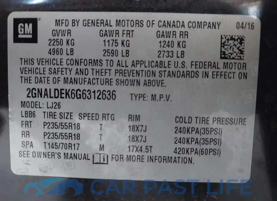 2GNALDEK6G6312636# 9