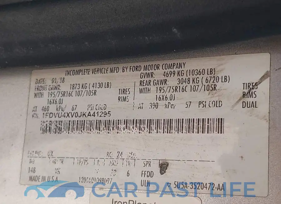 1FDVU4XV0JKA41295# 8