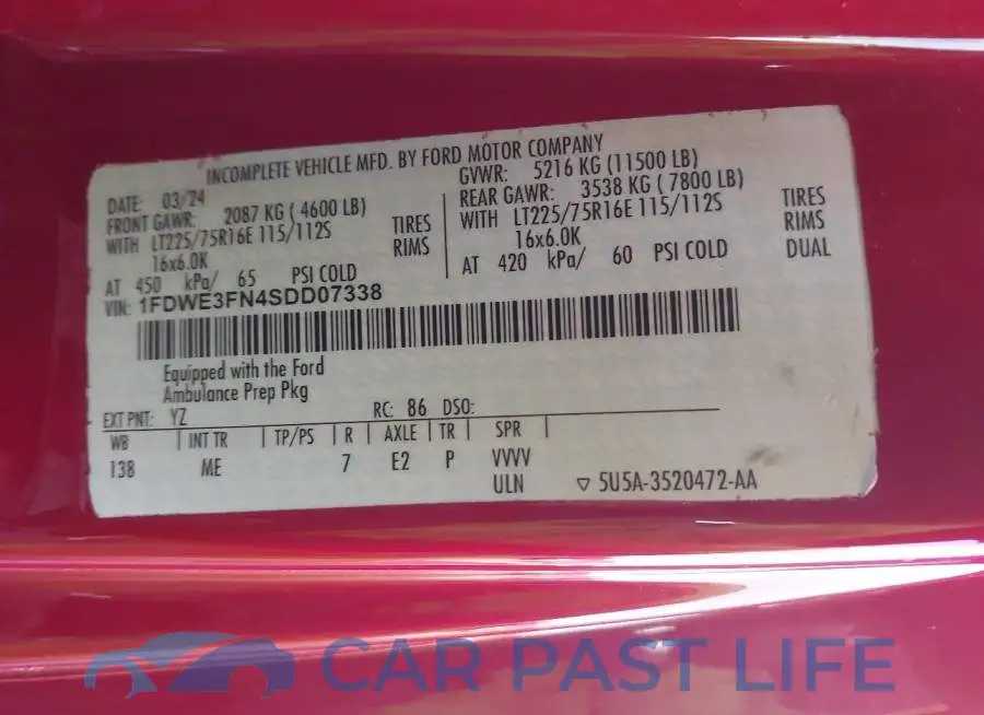 1FDWE3FN4SDD07338# 8