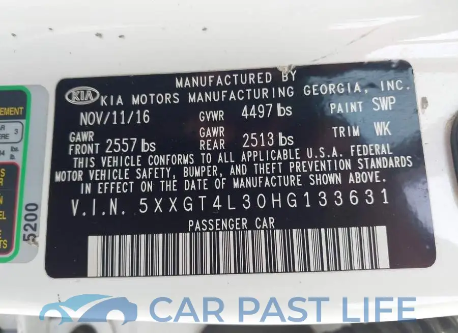 5XXGT4L30HG133631# 9
