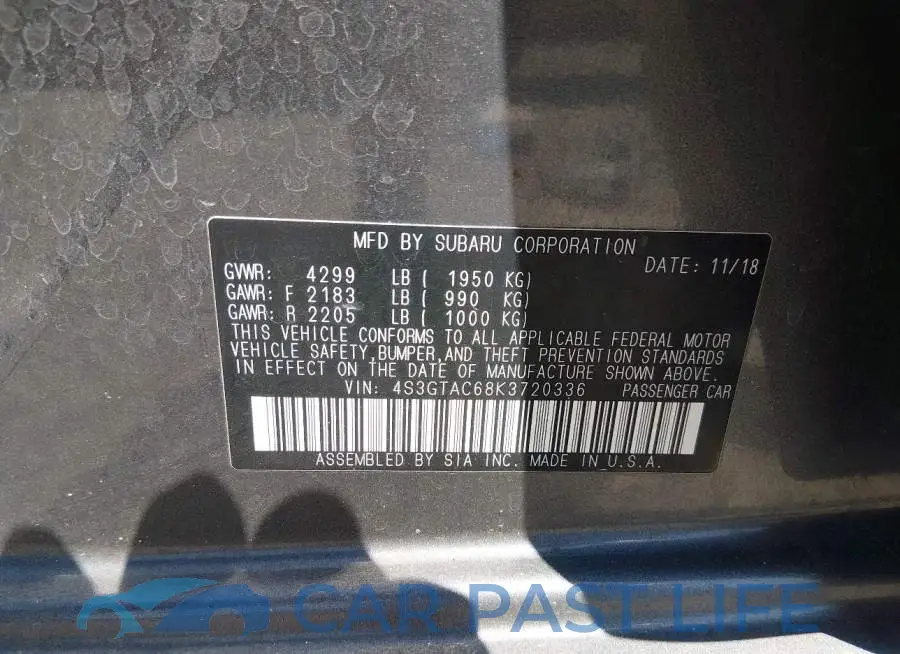 4S3GTAC68K3720336# 9