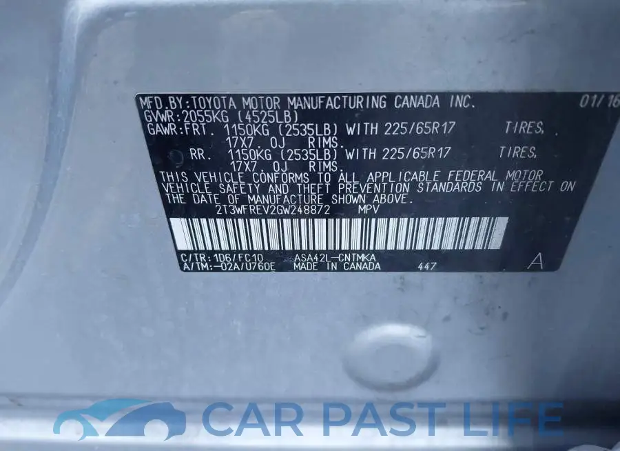 2T3WFREV2GW248872# 9