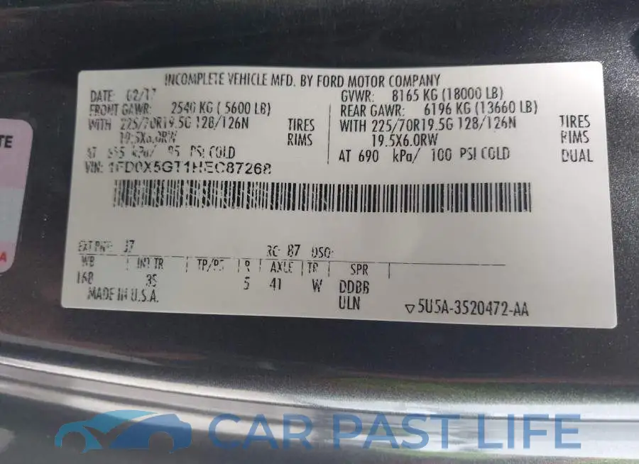1FD0X5GT1HEC87268# 8