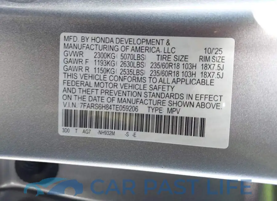 7FARS6H84TE059206# 9