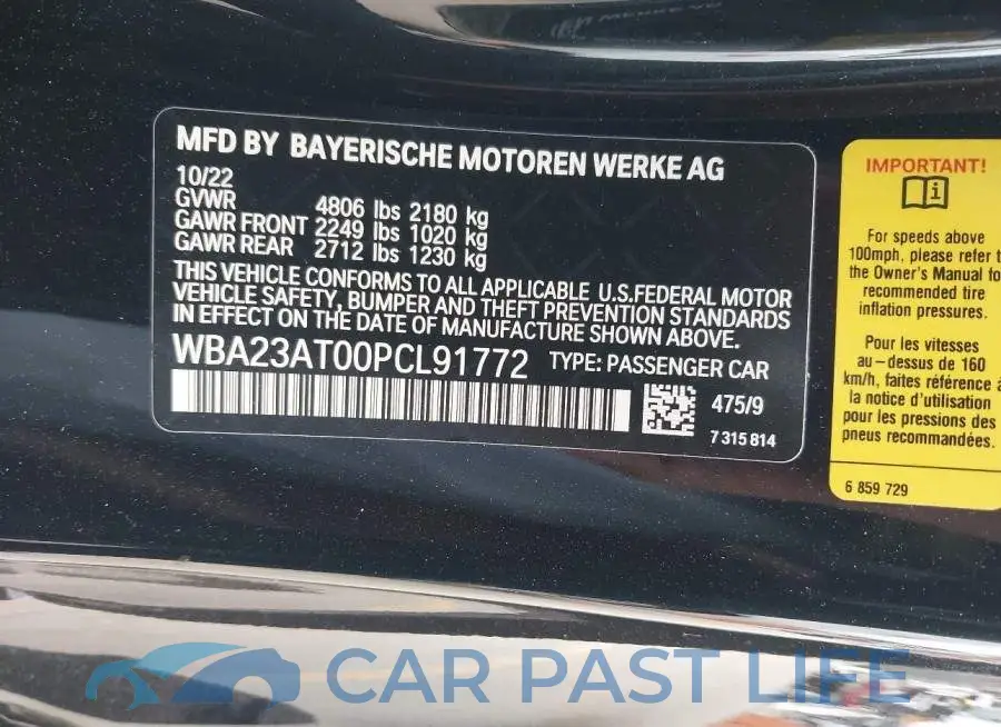 WBA23AT00PCL91772# 9