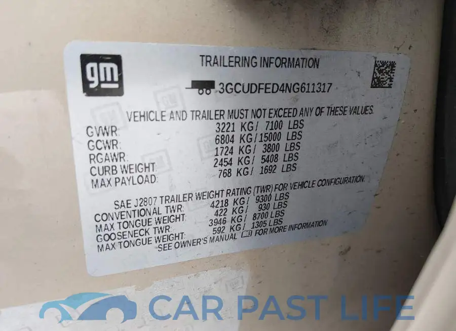 3GCUDFED4NG611317# 9