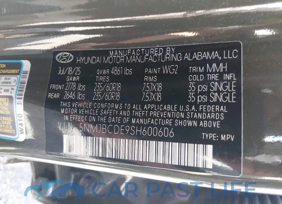 5NMJBCDE9SH600606# 9