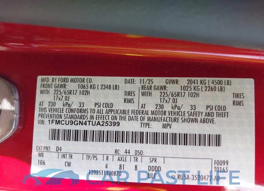 1FMCU9GN4TUA25399# 9