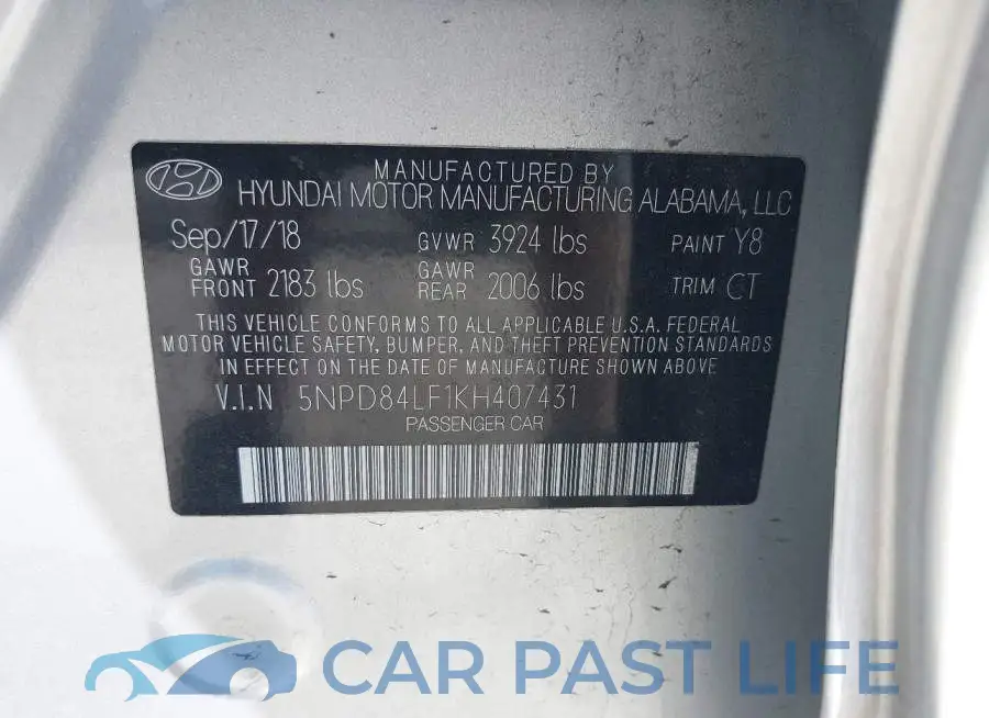 5NPD84LF1KH407431# 9
