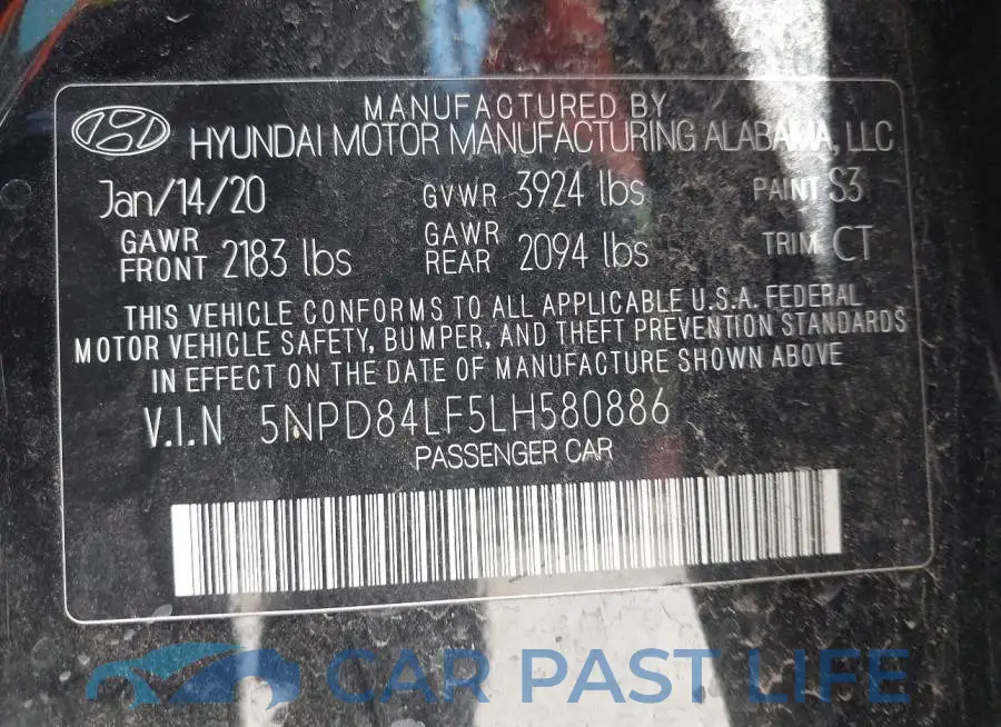 5NPD84LF5LH580886# 9