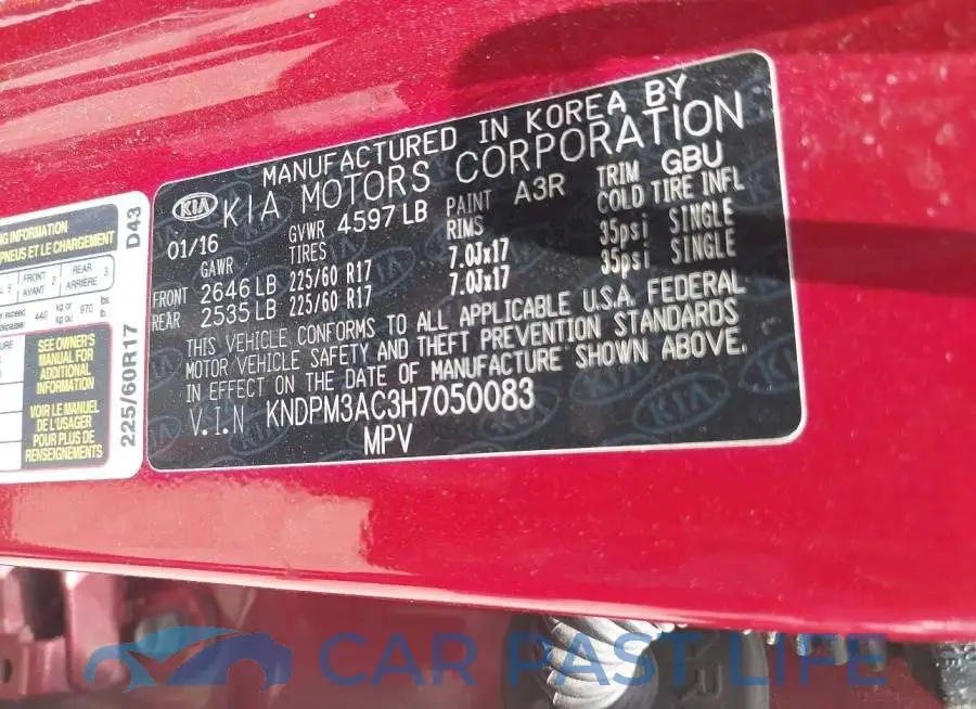 KNDPM3AC3H7050083# 9