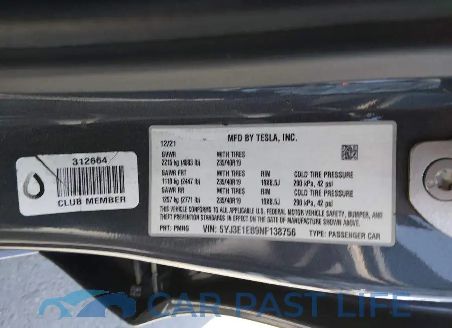 5YJ3E1EB9NF138756# 9