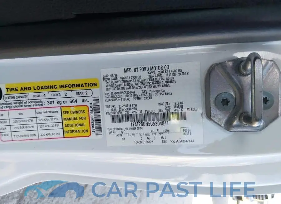 1FATP8UH5G5304841# 9