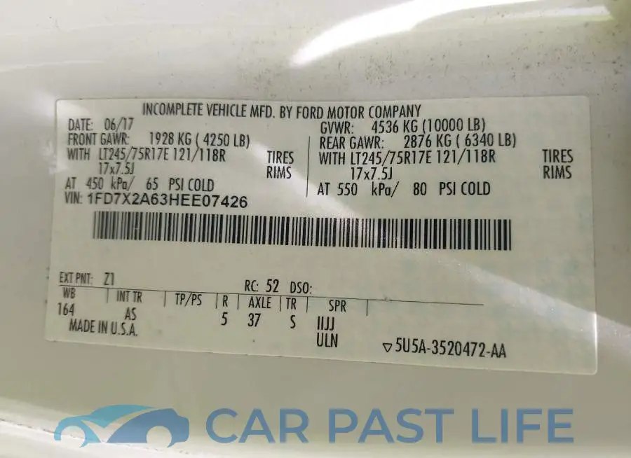 1FD7X2A63HEE07426# 9