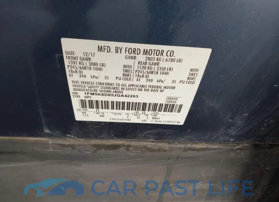 1FM5K8D85JGA42263# 9