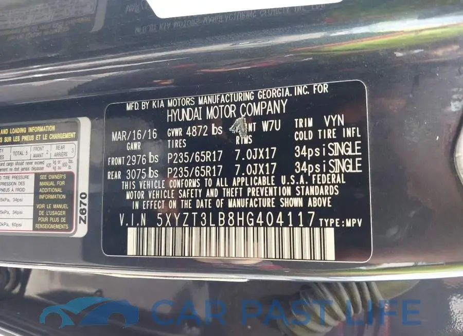 5XYZT3LB8HG404117# 9