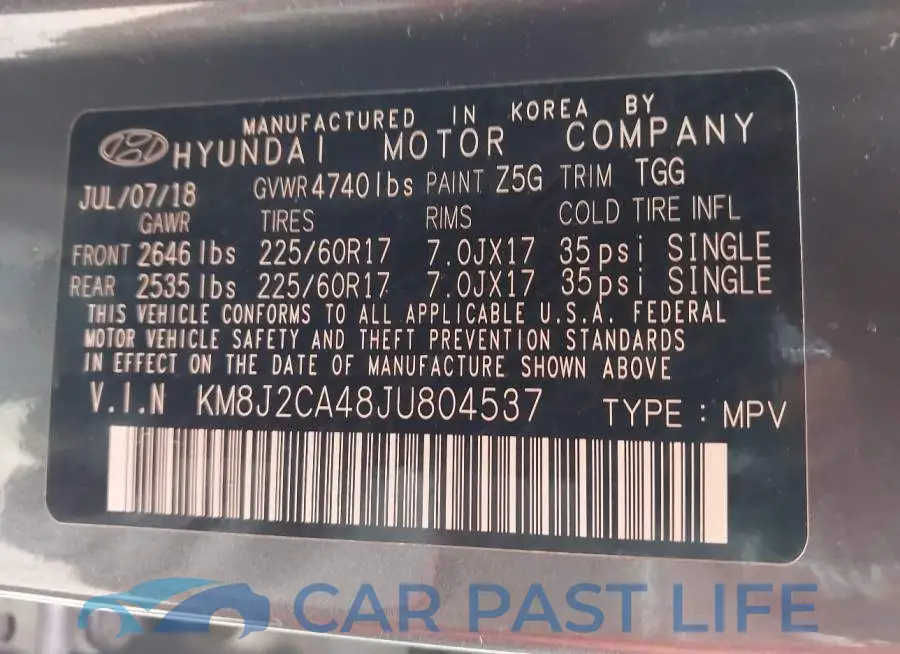 KM8J2CA48JU804537# 9