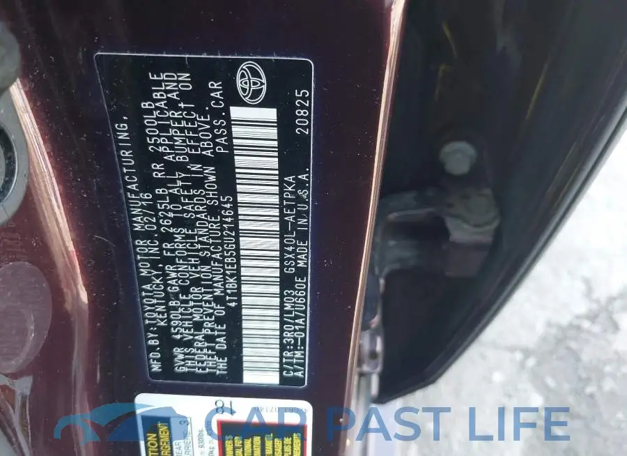 4T1BK1EB5GU214645# 9