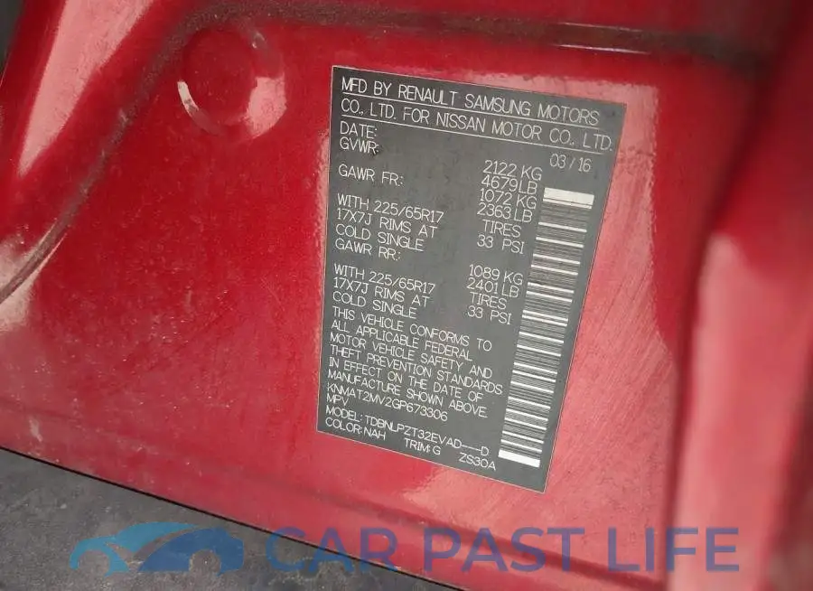 KNMAT2MV2GP673306# 9
