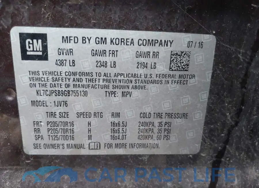 KL7CJPSB9GB755130# 9