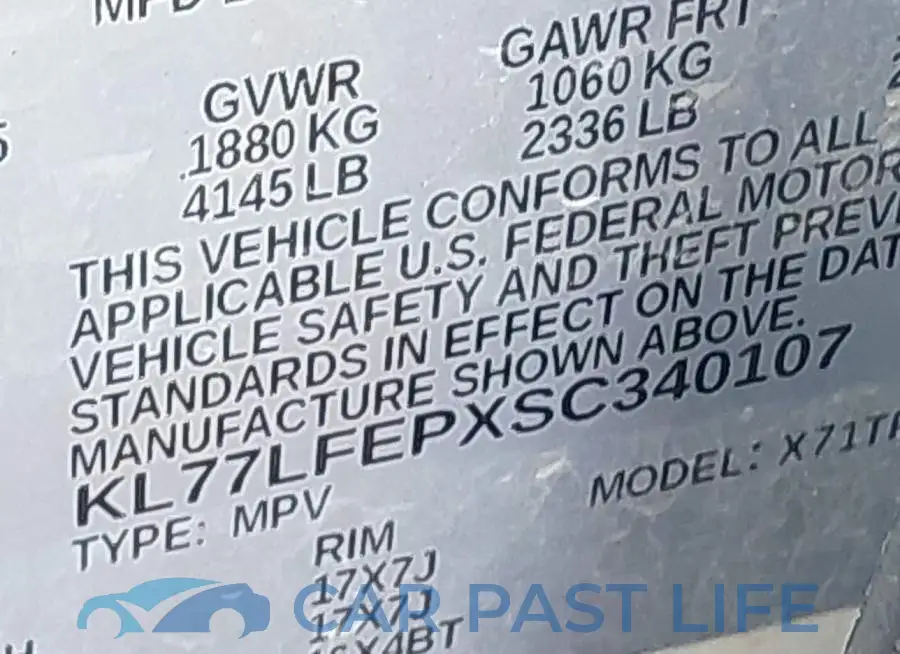 KL77LFEPXSC340107# 9