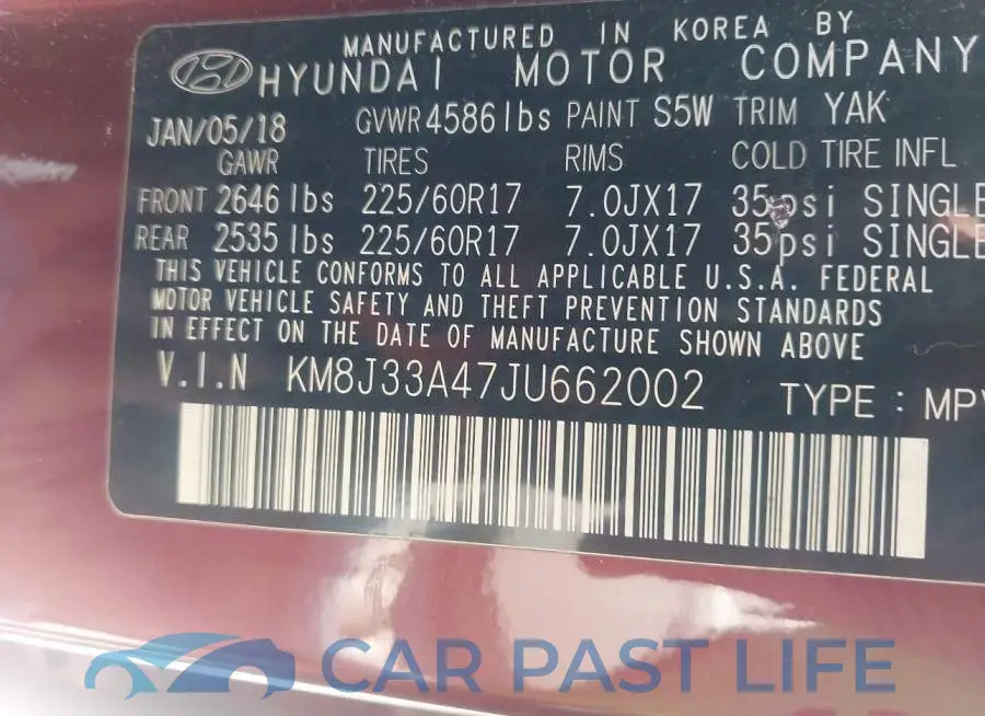 KM8J33A47JU662002# 9