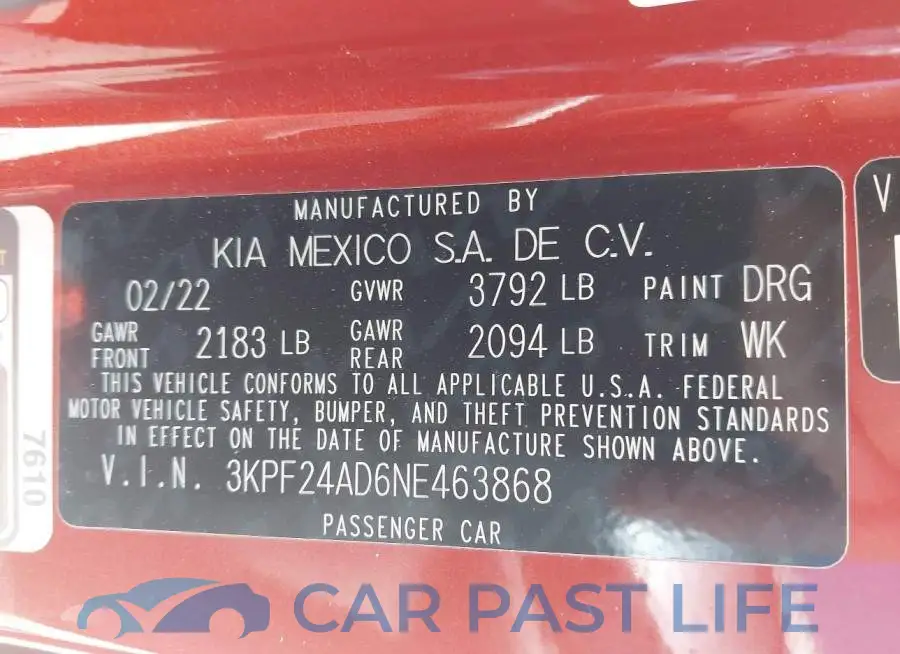 3KPF24AD6NE463868# 9