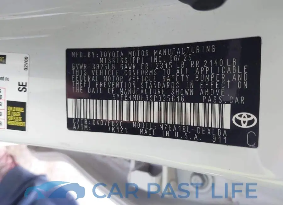 5YFB4MDE9SP335616# 9