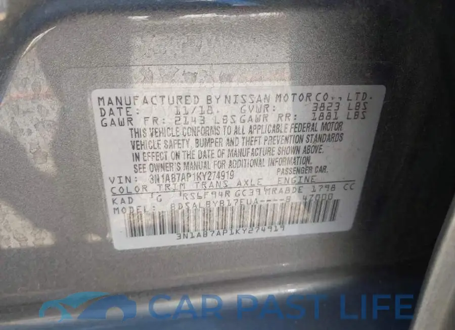 3N1AB7AP1KY274919# 9