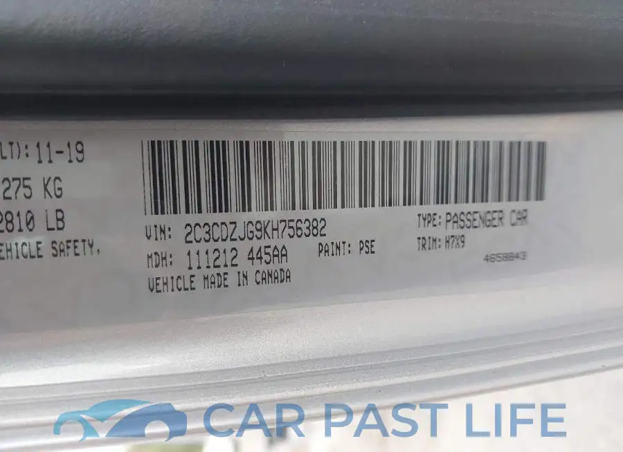 2C3CDZJG9KH756382# 9