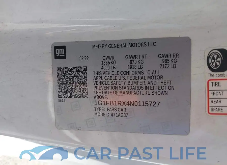 1G1FB1RX4N0115727# 9