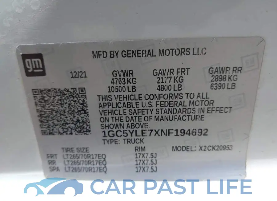 1GC5YLE7XNF194692# 9