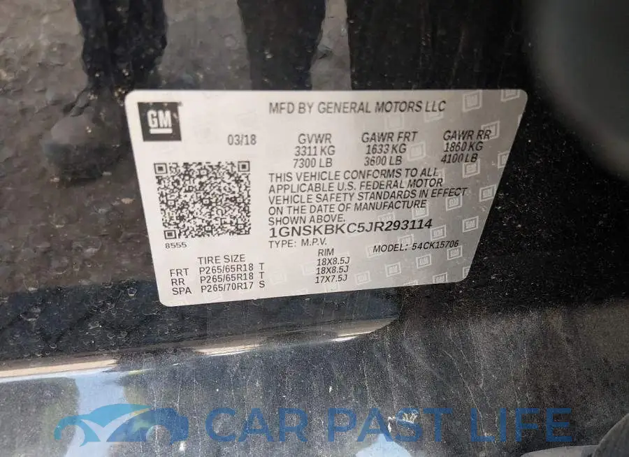 1GNSKBKC5JR293114# 9