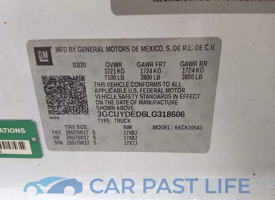 3GCUYDED6LG318606# 9