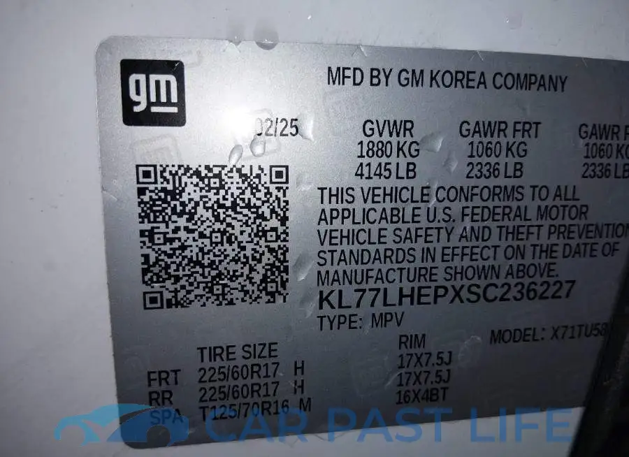 KL77LHEPXSC236227# 9
