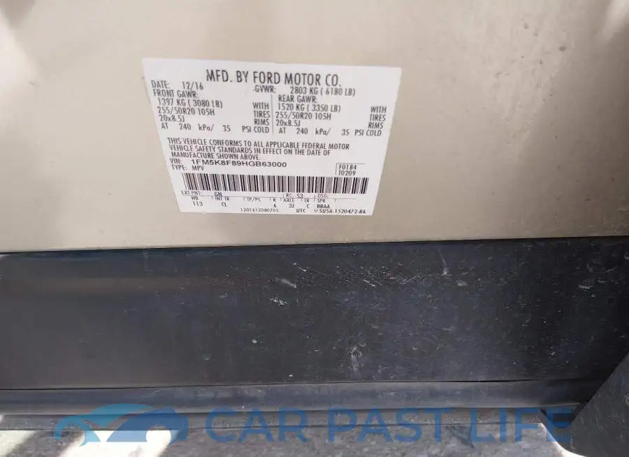 1FM5K8F89HGB63000# 9