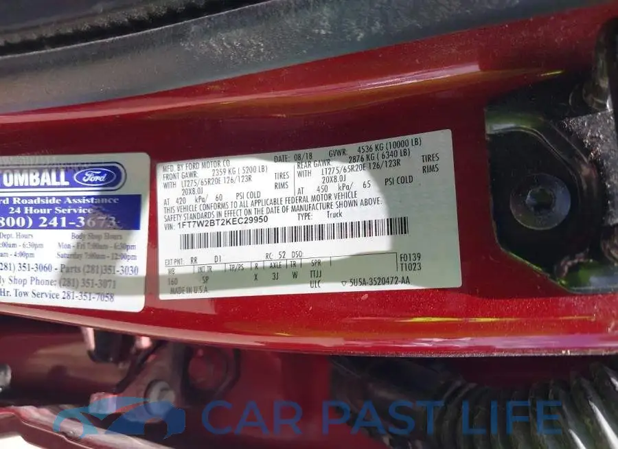 1FT7W2BT2KEC29950# 9