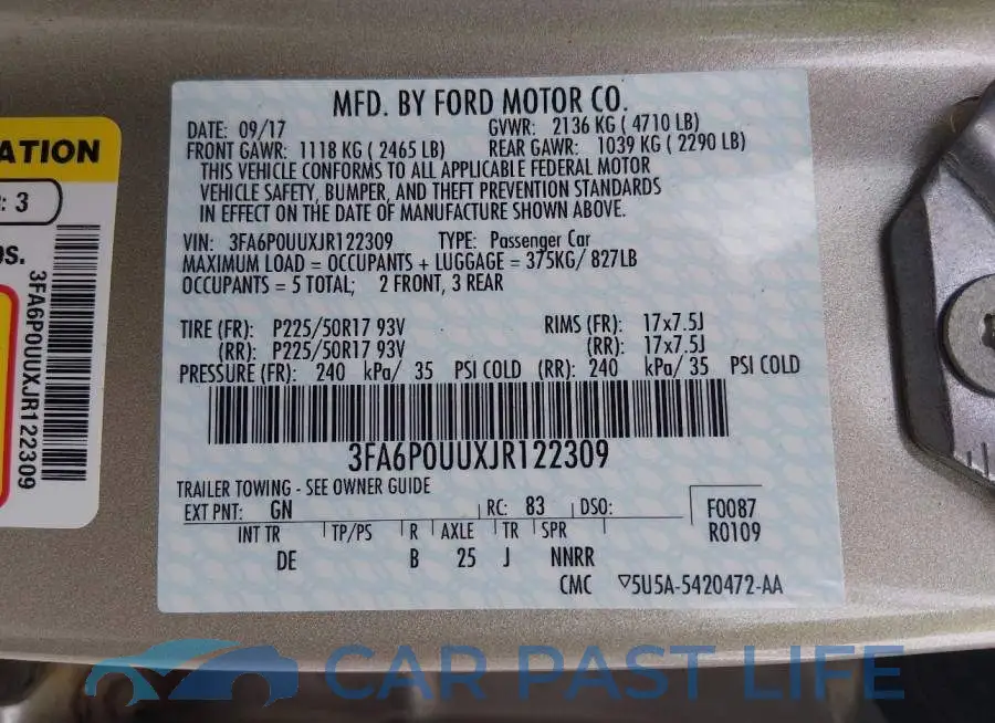 3FA6P0UUXJR122309# 9