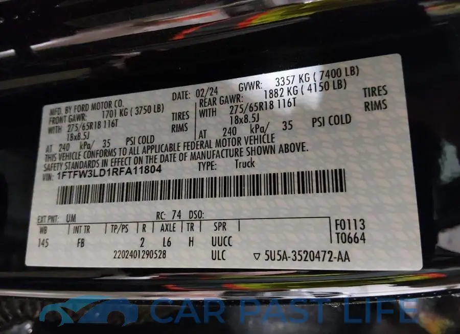 1FTFW3LD1RFA11804# 9